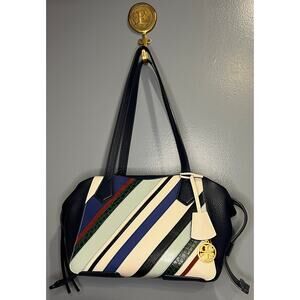 EUC Tory Burch Perry Balloon Multicolored Stripe Handbag